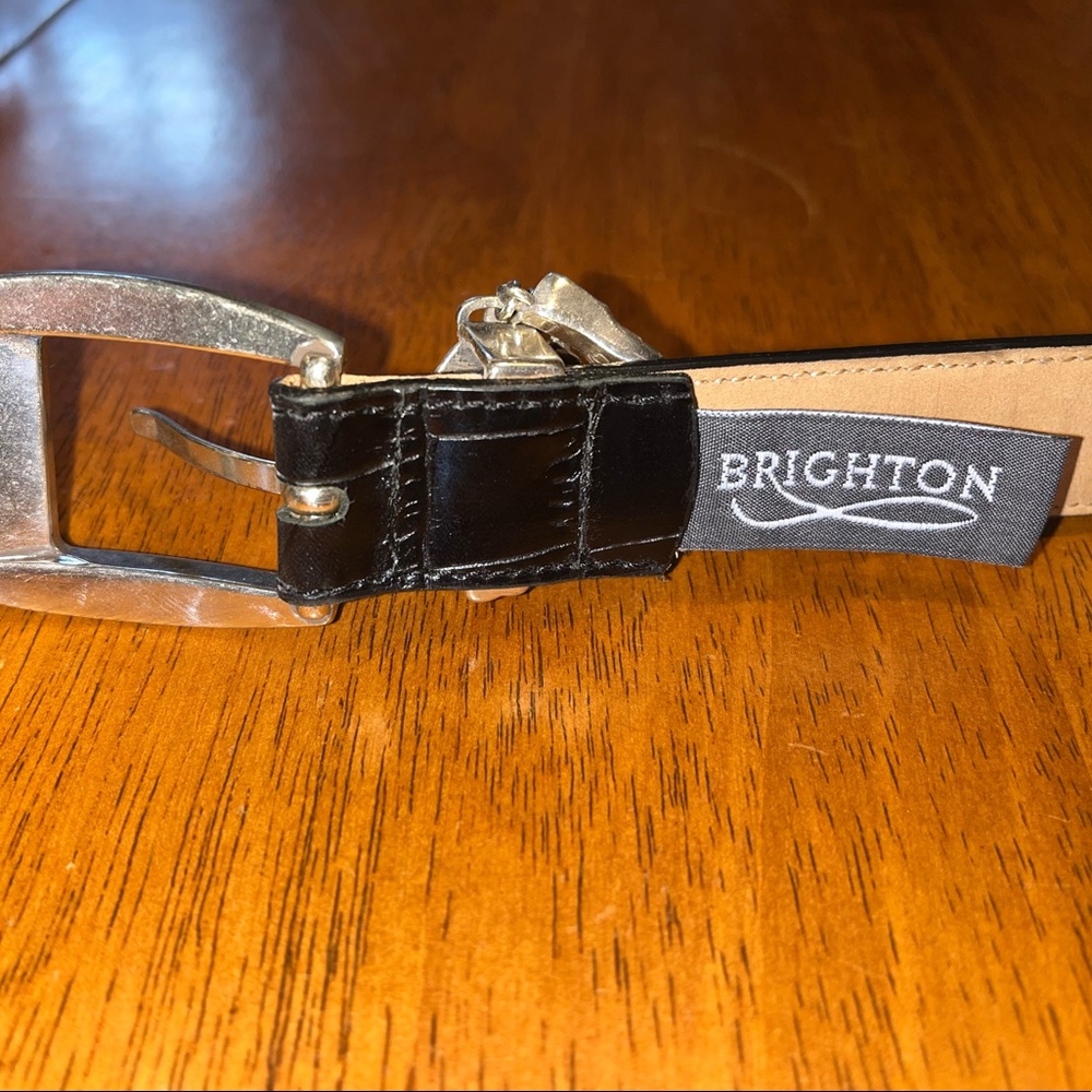 Brighton Golf Buckle Black Embossed Leather Belt - Picture 3 of 9